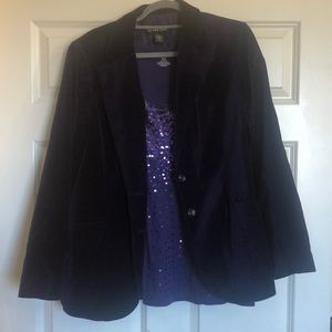 Lane Bryant purple velvet blazer and sequin tank to match.